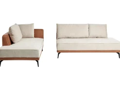Discount Beliani Divano angolare 3 posti MYKEN Tessuto Beige chiaro Lato destro Beige Marrone Nero