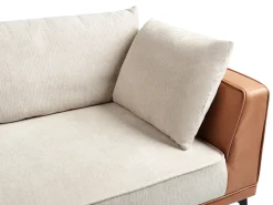 Discount Beliani Divano angolare 3 posti MYKEN Tessuto Beige chiaro Lato destro Beige Marrone Nero