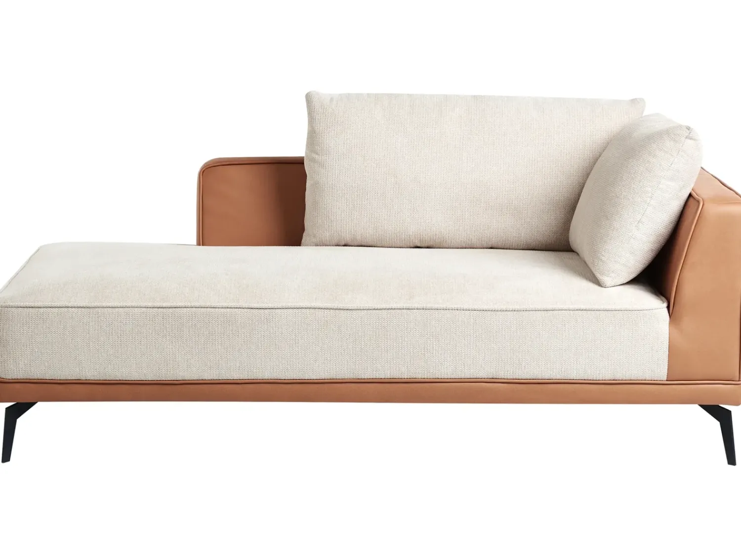 Discount Beliani Divano angolare 3 posti MYKEN Tessuto Beige chiaro Lato destro Beige Marrone Nero