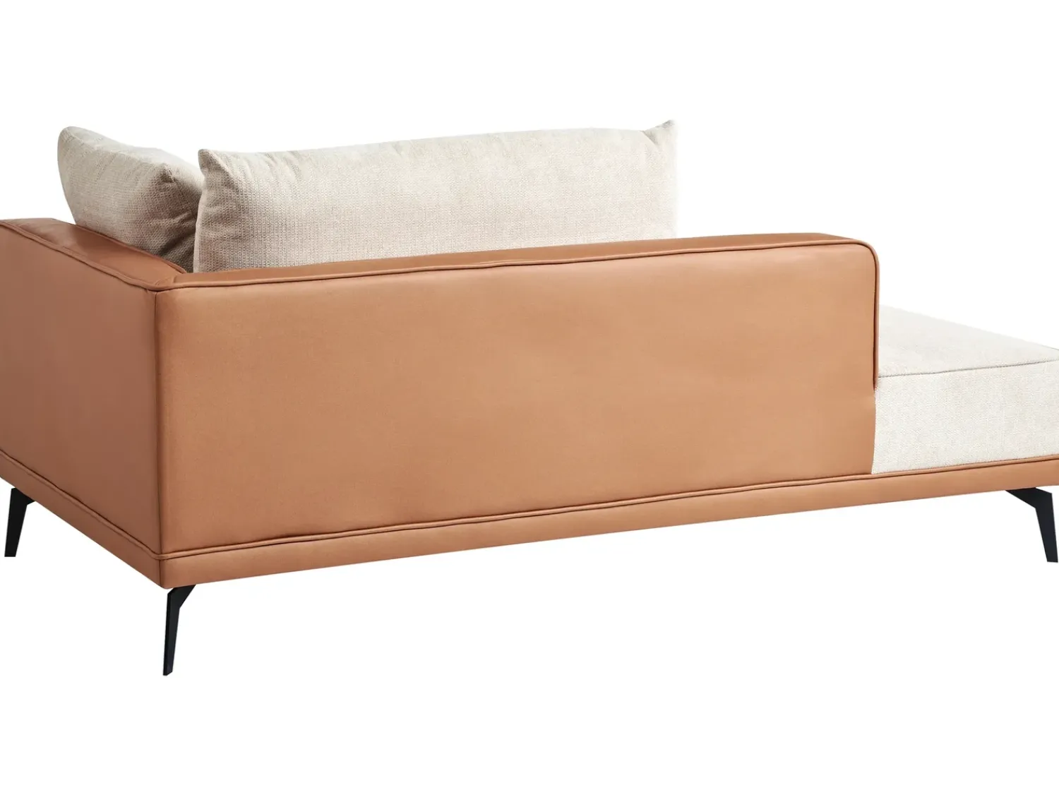Discount Beliani Divano angolare 3 posti MYKEN Tessuto Beige chiaro Lato destro Beige Marrone Nero
