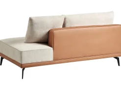 Discount Beliani Divano angolare 3 posti MYKEN Tessuto Beige chiaro Lato destro Beige Marrone Nero