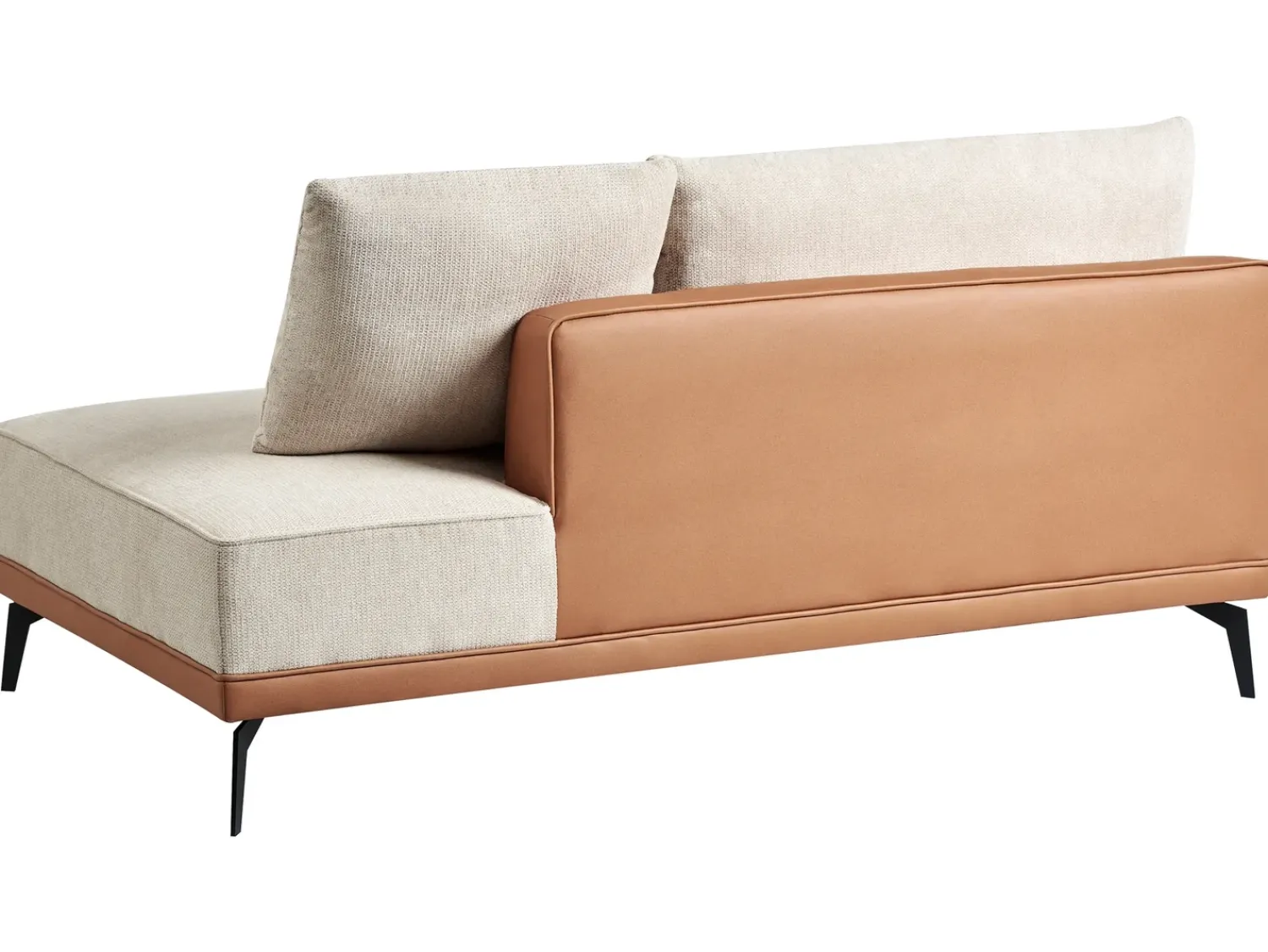 Discount Beliani Divano angolare 3 posti MYKEN Tessuto Beige chiaro Lato destro Beige Marrone Nero