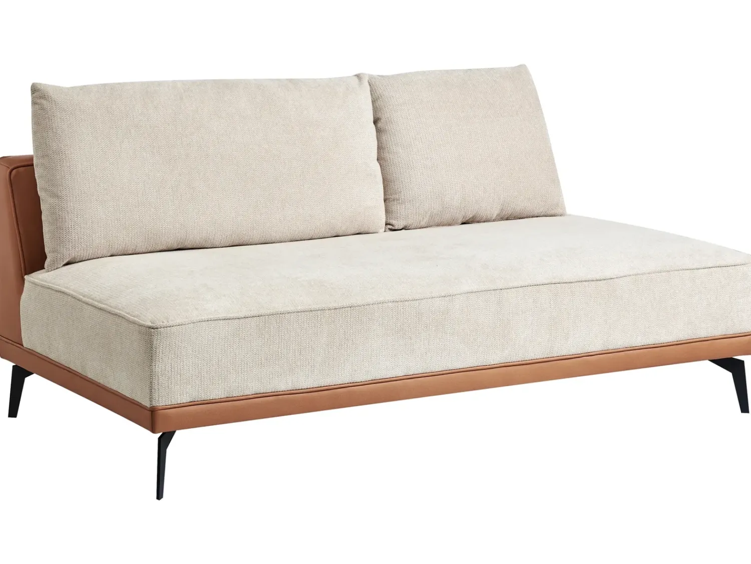 Discount Beliani Divano angolare 3 posti MYKEN Tessuto Beige chiaro Lato destro Beige Marrone Nero