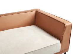 Discount Beliani Divano angolare 3 posti MYKEN Tessuto Beige chiaro Lato destro Beige Marrone Nero