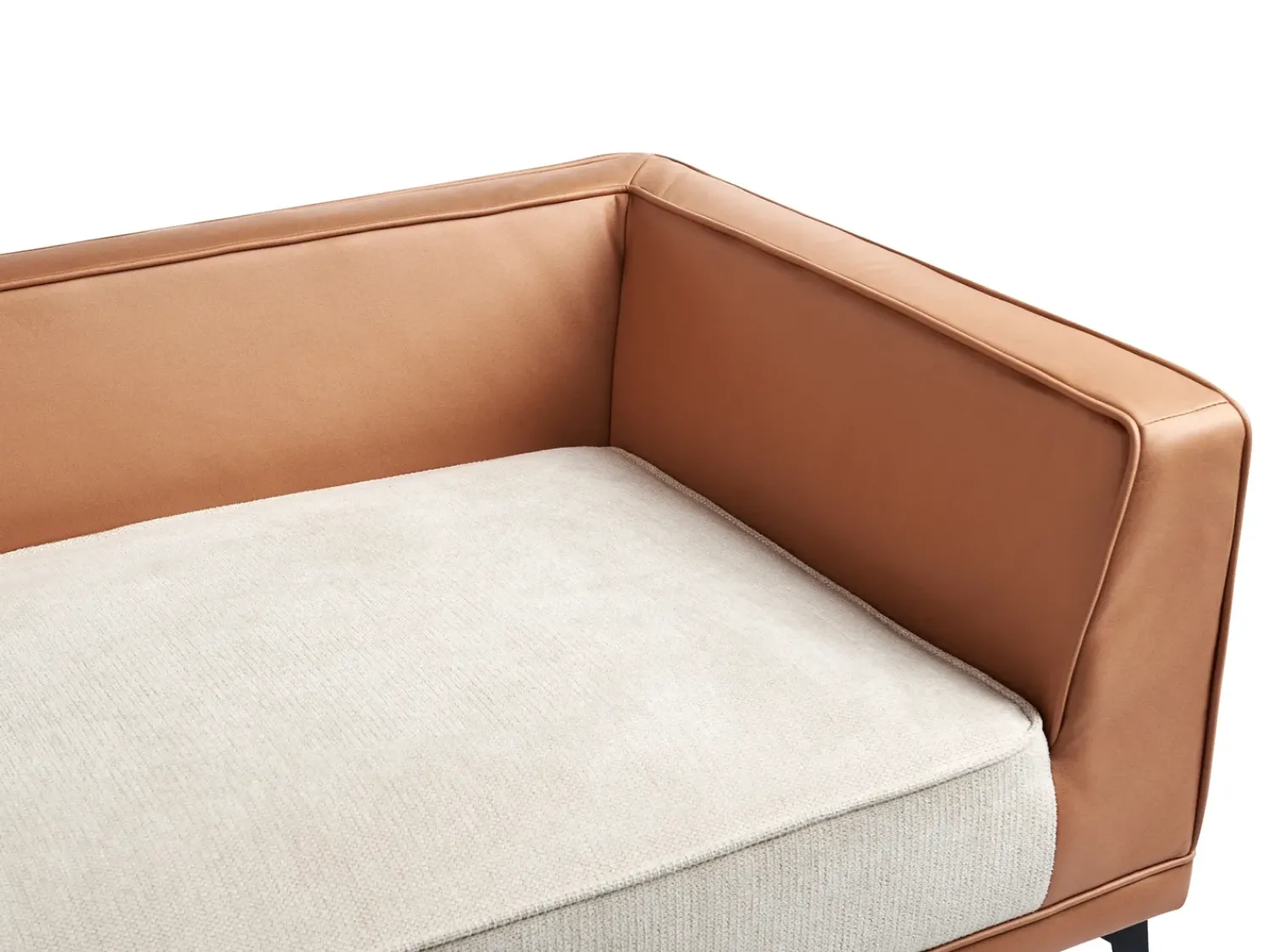 Discount Beliani Divano angolare 3 posti MYKEN Tessuto Beige chiaro Lato destro Beige Marrone Nero