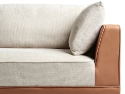 Discount Beliani Divano angolare 3 posti MYKEN Tessuto Beige chiaro Lato destro Beige Marrone Nero