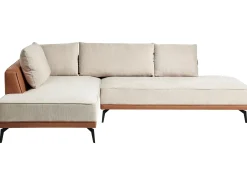 Discount Beliani Divano angolare 3 posti MYKEN Tessuto Beige chiaro Lato destro Beige Marrone Nero