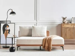 Discount Beliani Divano angolare 3 posti MYKEN Tessuto Beige chiaro Lato destro Beige Marrone Nero