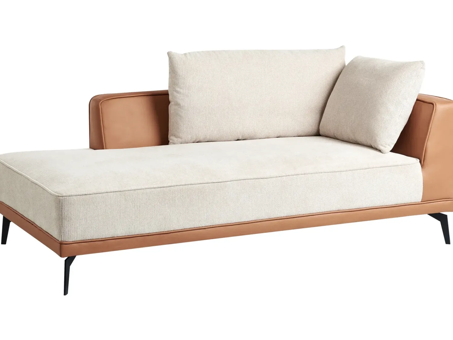 Discount Beliani Divano angolare 3 posti MYKEN Tessuto Beige chiaro Lato destro Beige Marrone Nero