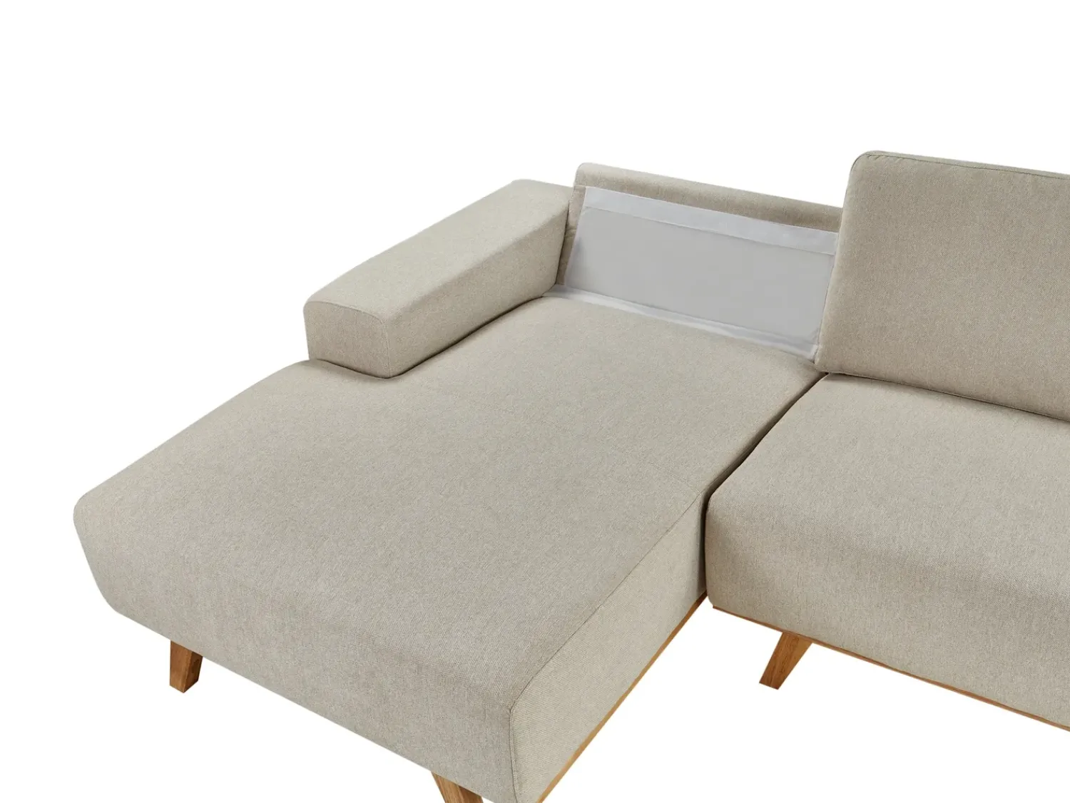 Online Beliani Divano angolare 3 posti NORA Tessuto Beige Beige Marrone