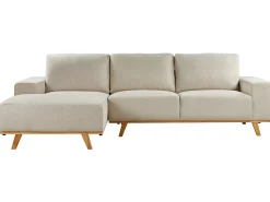 Online Beliani Divano angolare 3 posti NORA Tessuto Beige Beige Marrone