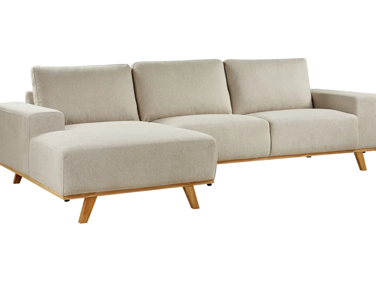 Online Beliani Divano angolare 3 posti NORA Tessuto Beige Beige Marrone