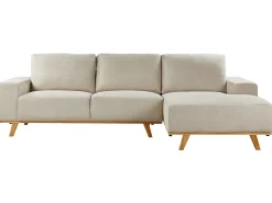Hot Beliani Divano angolare 3 posti NORA Tessuto Beige Beige Marrone