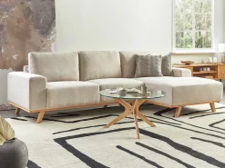 Hot Beliani Divano angolare 3 posti NORA Tessuto Beige Beige Marrone