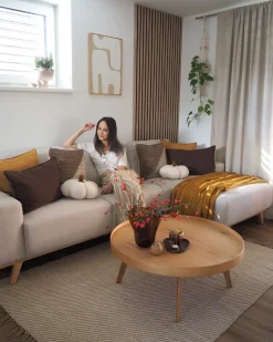Hot Beliani Divano angolare 3 posti NORA Tessuto Beige Beige Marrone