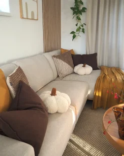 Hot Beliani Divano angolare 3 posti NORA Tessuto Beige Beige Marrone