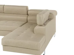 Best Beliani Divano angolare 5 posti NORREA Tessuto Beige chiaro Lato Sinistro Beige Argento