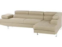 Best Beliani Divano angolare 5 posti NORREA Tessuto Beige chiaro Lato Sinistro Beige Argento