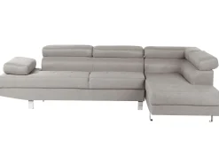 Beliani Divano angolare 5 posti NORREA Tessuto Grigio chiaro Lato Sinistro Argento Grigio