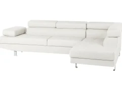 Discount Beliani Divano angolare 5 posti NORREA Pelle sintetica Bianco Lato Sinistro Bianco Argento