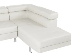 Discount Beliani Divano angolare 5 posti NORREA Pelle sintetica Bianco Lato Sinistro Bianco Argento