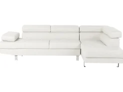 Discount Beliani Divano angolare 5 posti NORREA Pelle sintetica Bianco Lato Sinistro Bianco Argento