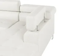 Discount Beliani Divano angolare 5 posti NORREA Pelle sintetica Bianco Lato Sinistro Bianco Argento