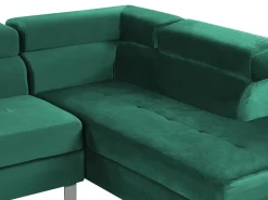 Best Beliani Divano angolare 5 posti NORREA Velluto Verde smeraldo Lato Sinistro Verde Argento
