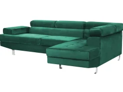 Best Beliani Divano angolare 5 posti NORREA Velluto Verde smeraldo Lato Sinistro Verde Argento