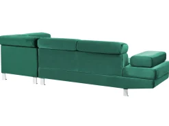 Best Beliani Divano angolare 5 posti NORREA Velluto Verde smeraldo Lato Sinistro Verde Argento