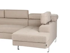 Online Beliani Divano angolare 5 posti NORREA Tessuto Beige Lato Sinistro Argento Beige