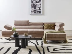 Online Beliani Divano angolare 5 posti NORREA Tessuto Beige Lato Sinistro Argento Beige
