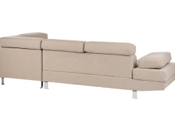 Online Beliani Divano angolare 5 posti NORREA Tessuto Beige Lato Sinistro Argento Beige