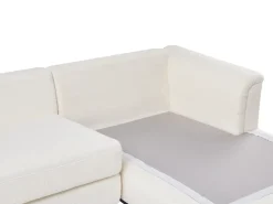 Online Beliani Divano angolare 4 posti OSLO Bouclé Bianco Lato Sinistro Bianco Nero