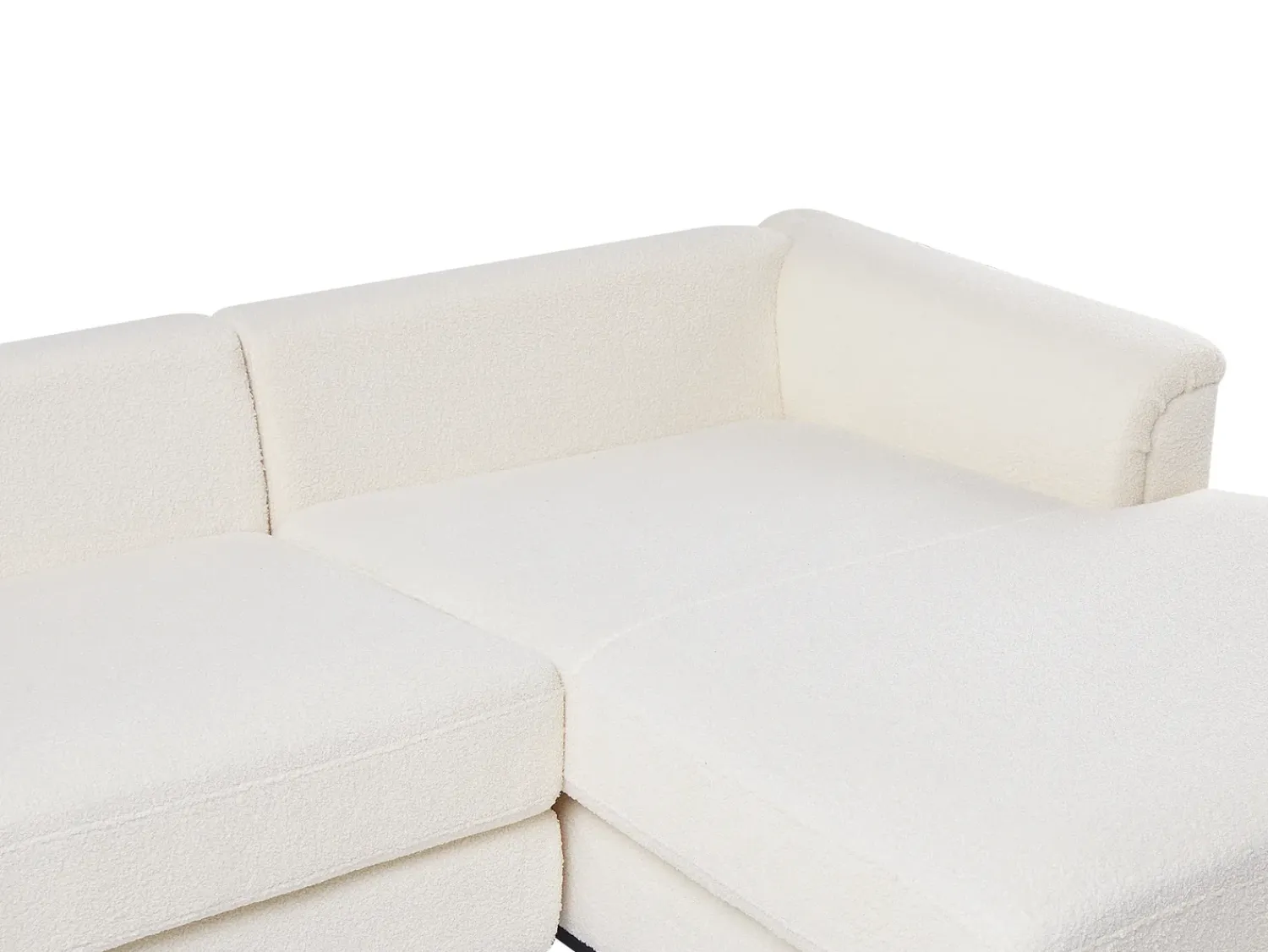 Online Beliani Divano angolare 4 posti OSLO Bouclé Bianco Lato Sinistro Bianco Nero