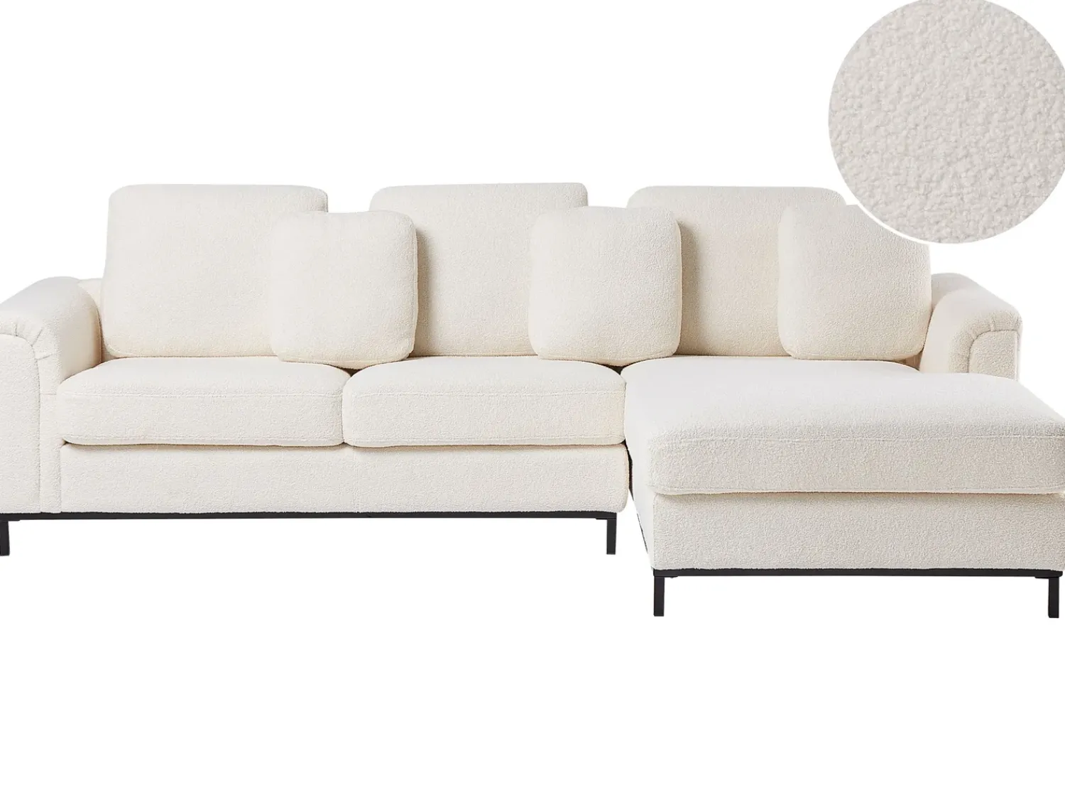 Online Beliani Divano angolare 4 posti OSLO Bouclé Bianco Lato Sinistro Bianco Nero