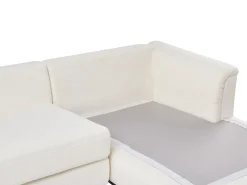 Divano angolare 5 posti OSLO Bouclé Bianco con ottomana Lato Sinistro