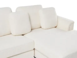 Divano angolare 5 posti OSLO Bouclé Bianco con ottomana Lato Sinistro