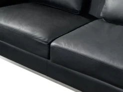 Beliani Divano angolare 4 posti OSLO Pelle naturale Nero Lato destro Argento Nero