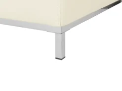 Outlet Beliani Divano angolare 5 posti OSLO Pelle naturale Beige chiaro con ottomana Lato destro Beige Argento