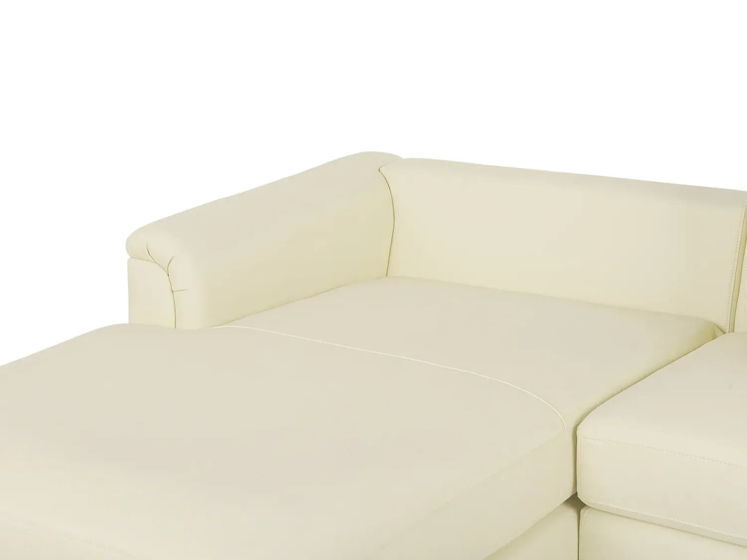 Discount Beliani Divano angolare 4 posti OSLO Pelle naturale Beige chiaro Lato destro Beige Argento