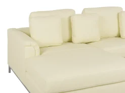 Discount Beliani Divano angolare 4 posti OSLO Pelle naturale Beige chiaro Lato destro Beige Argento