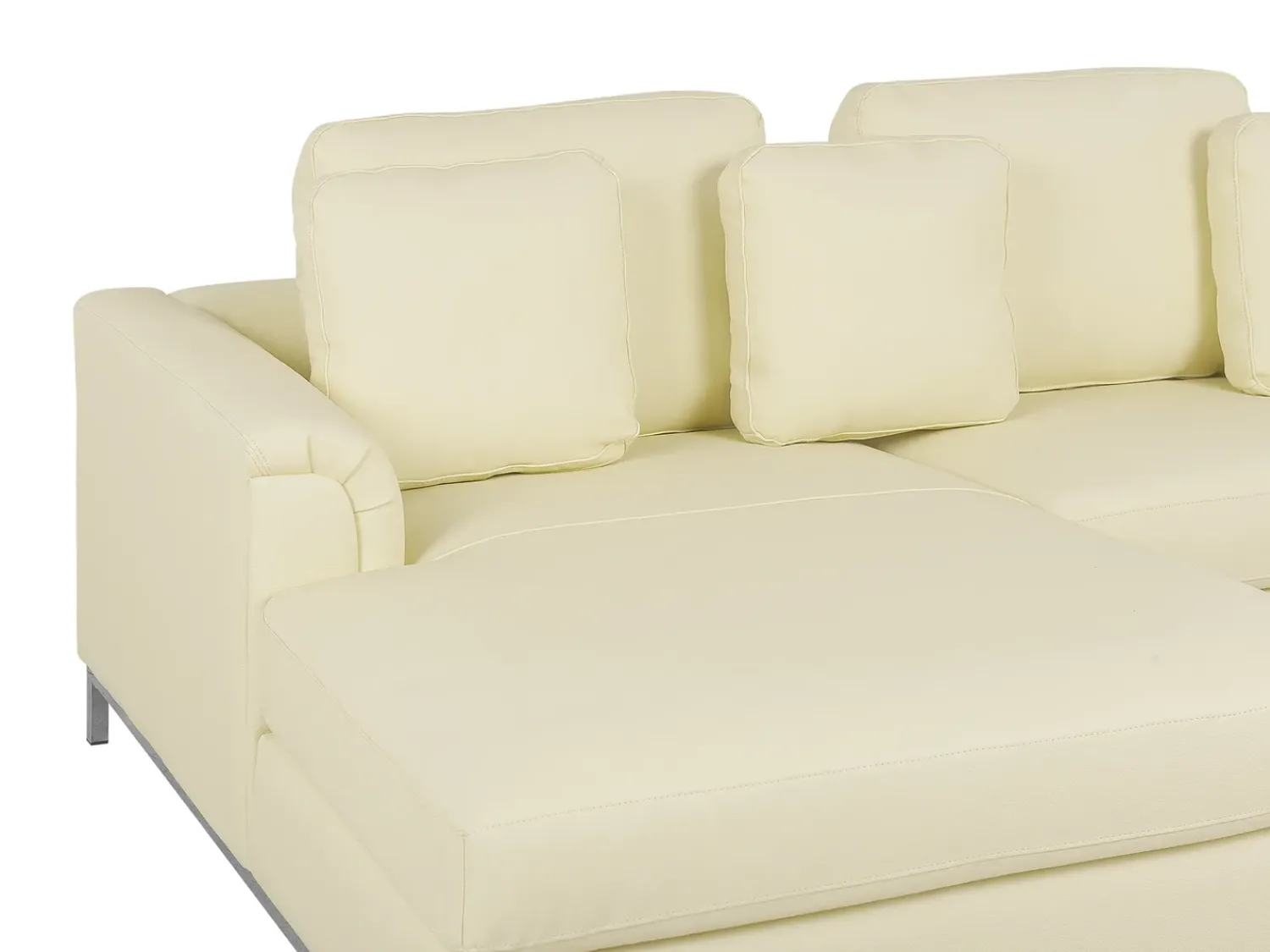 Discount Beliani Divano angolare 4 posti OSLO Pelle naturale Beige chiaro Lato destro Beige Argento
