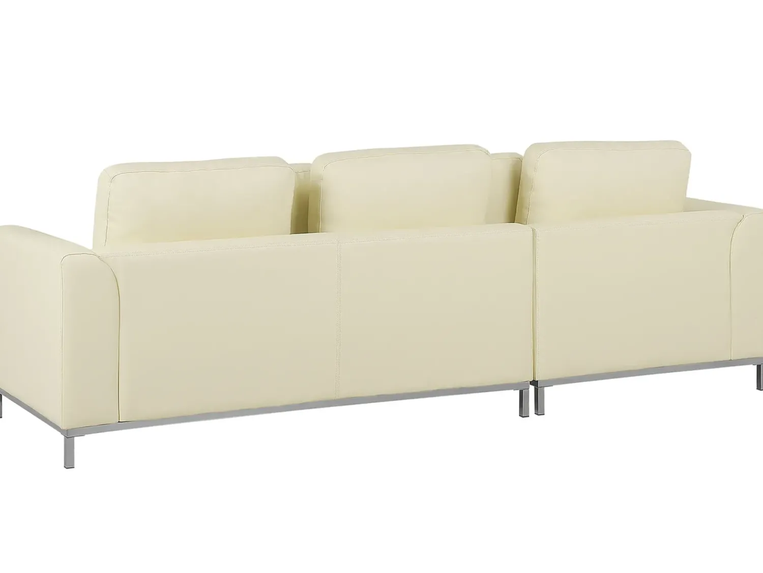 Discount Beliani Divano angolare 4 posti OSLO Pelle naturale Beige chiaro Lato destro Beige Argento