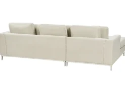 Online Beliani Divano angolare 5 posti OSLO Tessuto Beige con ottomana Lato destro Beige Argento