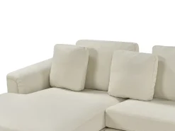 Online Beliani Divano angolare 5 posti OSLO Tessuto Beige con ottomana Lato destro Beige Argento