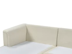 Online Beliani Divano angolare 5 posti OSLO Tessuto Beige con ottomana Lato destro Beige Argento