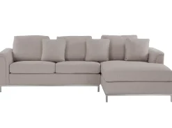 Clearance Beliani Divano angolare 4 posti OSLO Tessuto Beige Lato Sinistro Beige Argento