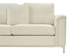 Clearance Beliani Divano angolare 4 posti OSLO Tessuto Beige Lato destro Beige Argento
