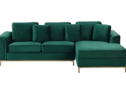 Beliani Divano angolare 4 posti OSLO Velluto scuro Lato Sinistro Verde